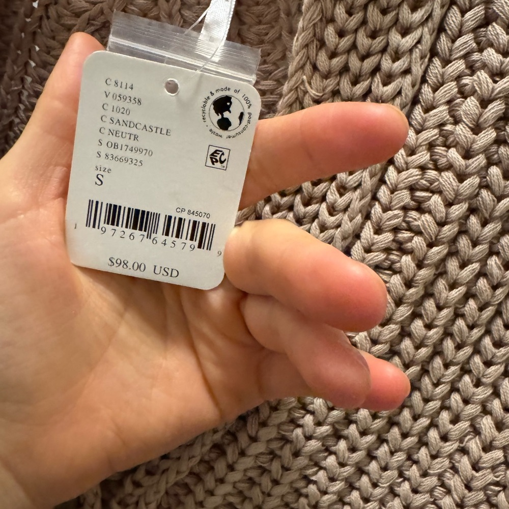 Free people tan knit cardigan never worn with tags.